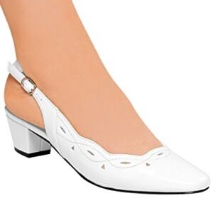 Angel Steps Scalloped Edge Slingback Low Heels with cutouts